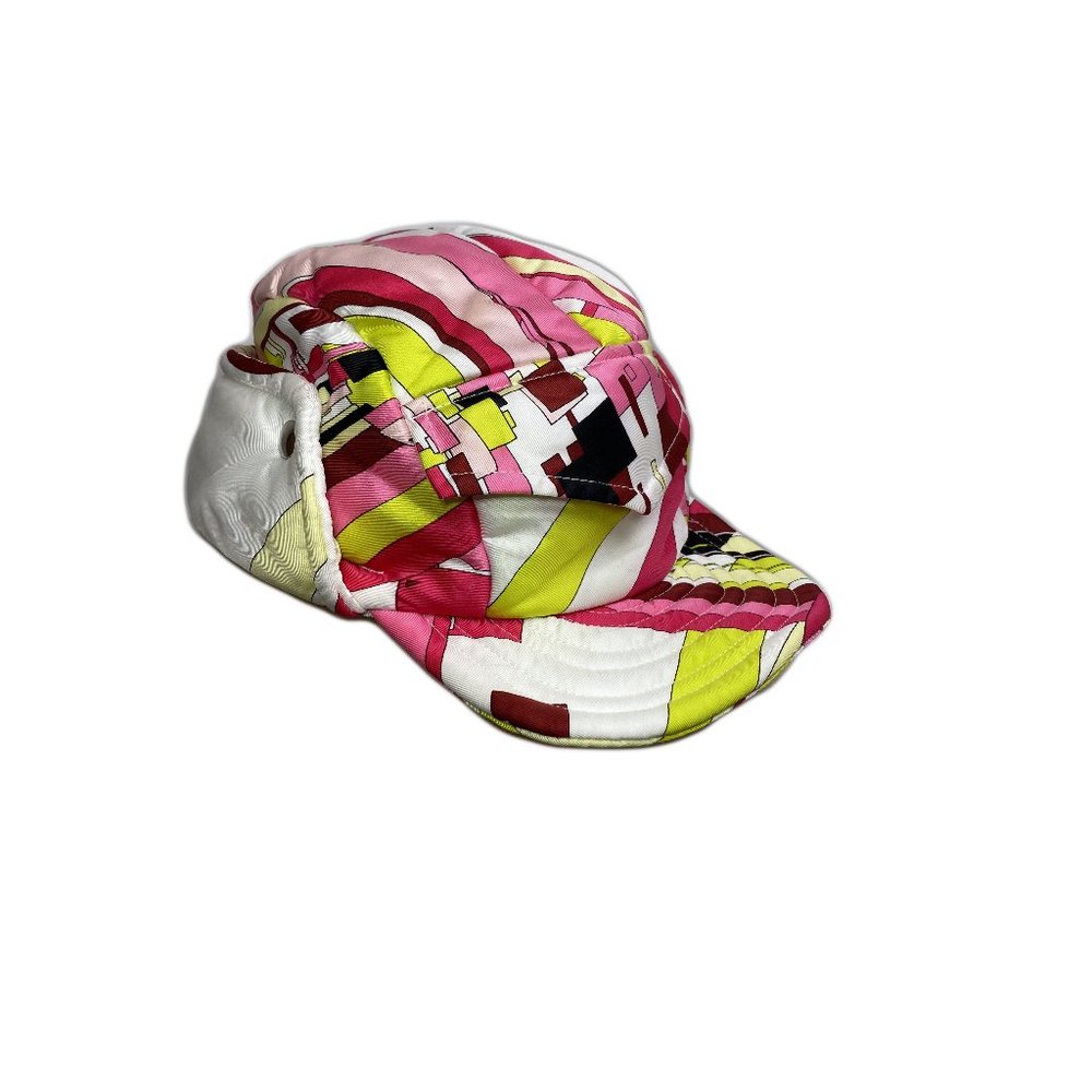 100% Authentic Emilio Pucci White/Yellow/Pink Trappers Hat